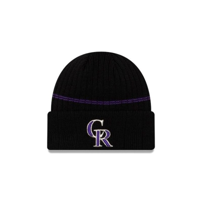 Black Colorado Rockies Hat - New Era MLB Sport Knit Beanie USA6214357